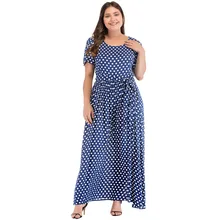 Romacci 5XL Plus Size Dress Summer Fashion Women Long Polka Dot Dress Short Sleeves High Waist Tie A-Line Vintage Maxi Dresses Romacci 5XL Plus Size Dress Summer Fashion Women Long Polka Dot Dress Short Sleeves High Waist Tie A-Line Vintage Maxi Dresses