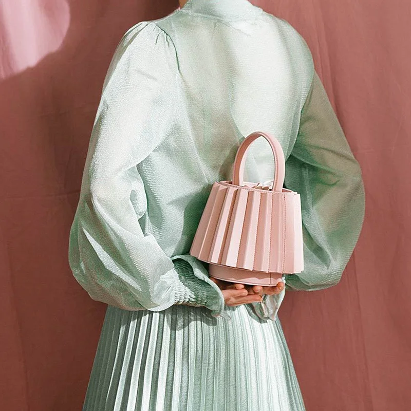 

XCZJ Popular Geometric origami Bucket Bag Vintage Special Designer Tote Summer Travel Beach Crossbody Hot Sale Female Handbag