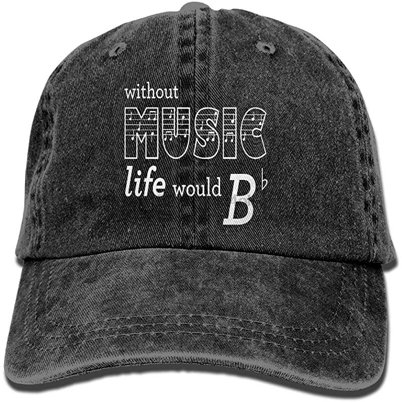

Without Music Life Would B Flat Cotton Adjustable Cowboy Hat Baseball Cap For Man And Woman