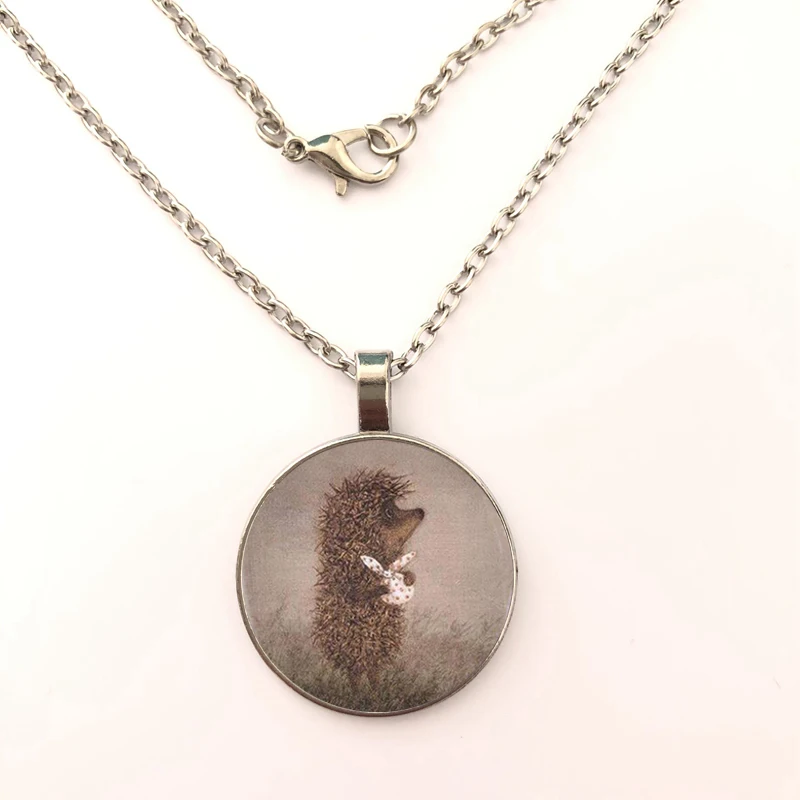 

2019 new Hedgehog animal Jewelry Gifts For Women round Crystal Glass Pendant Necklaces Accessories gift BO-432