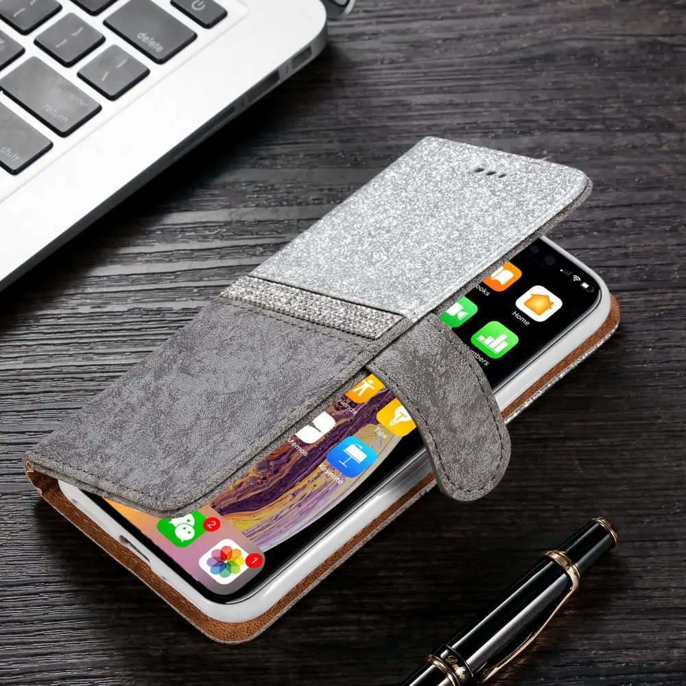 LLZ. COQUE, блестящий чехол-кошелек для Iphone 11 Pro Max X Xr Xs Max, милый кожаный чехол-книжка для IPhone 7 Plus, 8, 6 S, 6, 5, 5S, SE