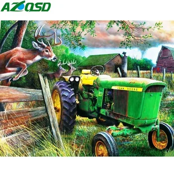 

AZQSD Full Square/Round Drill 5D DIY Diamond Painting Tractor Farm Embroidery Cross Stitch Landscape Animal Home Decor Gift