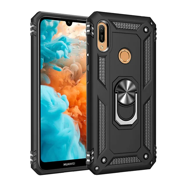 Heavy Duty  Car Magnet Armor Case Shockproof Cover For Huawei Y6 Y7 Prime Y5 Y9 2019 Honor 8A 8S Ring Stand Holder 