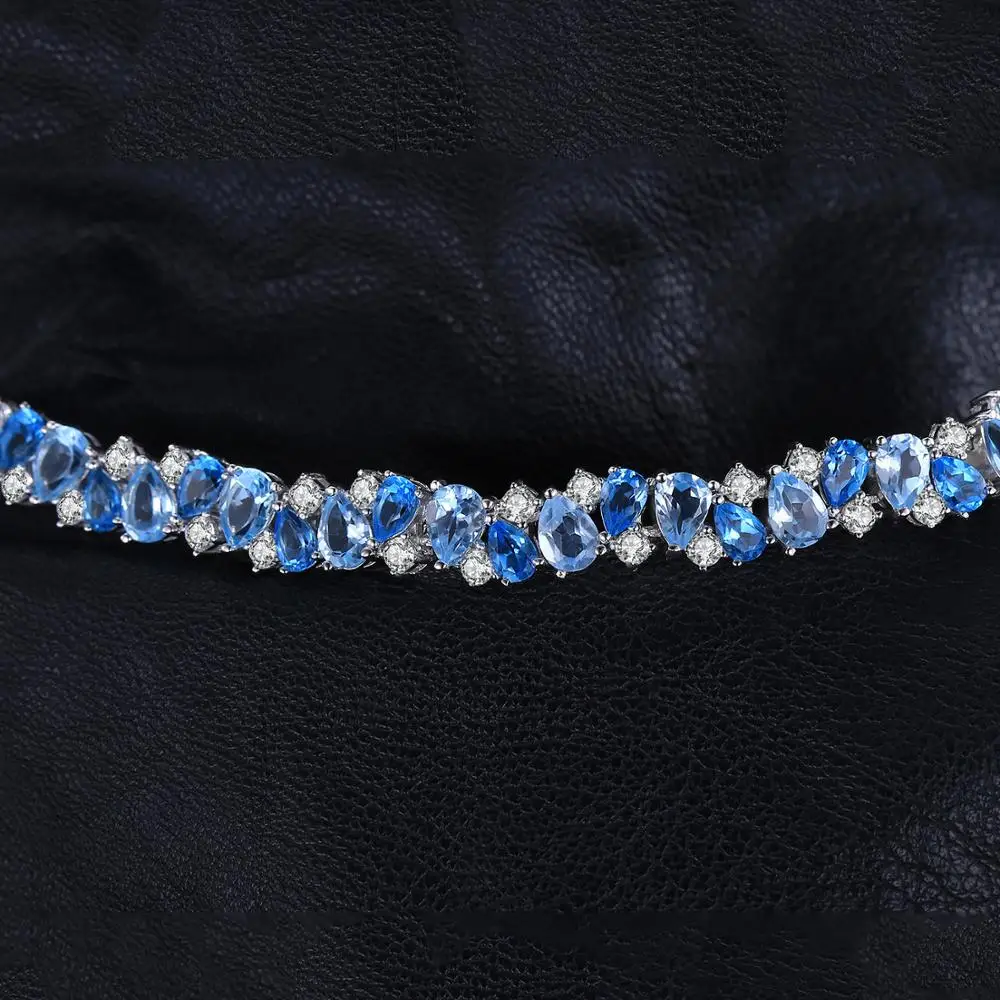 JewelryPalace Роскошные 23ct Multi London голубой топаз ссылка теннис браслет Настоящее 925 пробы серебряные украшения для вечерние женщин подарок