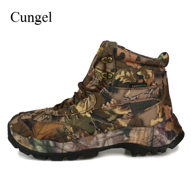 Cungel Winter/Autumn Outdoor Hiking Shoes Sneakers Men waterproof Nylon Military Boots Male Trekking Climbing Camouflage Shoes Brown