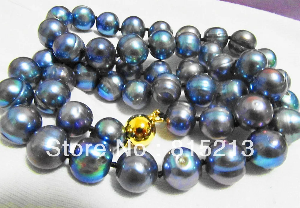 

ddh001647 HUGE 12MM SOUTH SEA NATURAL BLACK GRAY BLUE BAROQUE PEARL NECKLACE 14K
