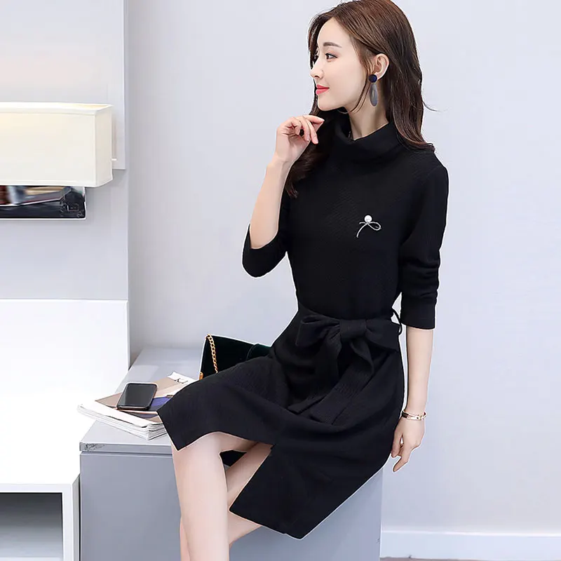 Трикотажное платье с длинным рукавом на осень/зиму|fashion women dress|women dresswomen fashion dress |