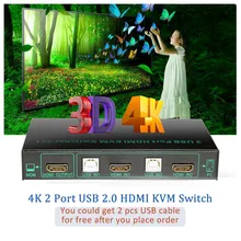 New 4 Port USB KVM HDMI Switch 4K 2 Port USB HDMI KVM Switch 4096*2160@30Hz USB KVM Switch Supported Auto & One Key & Hotkey