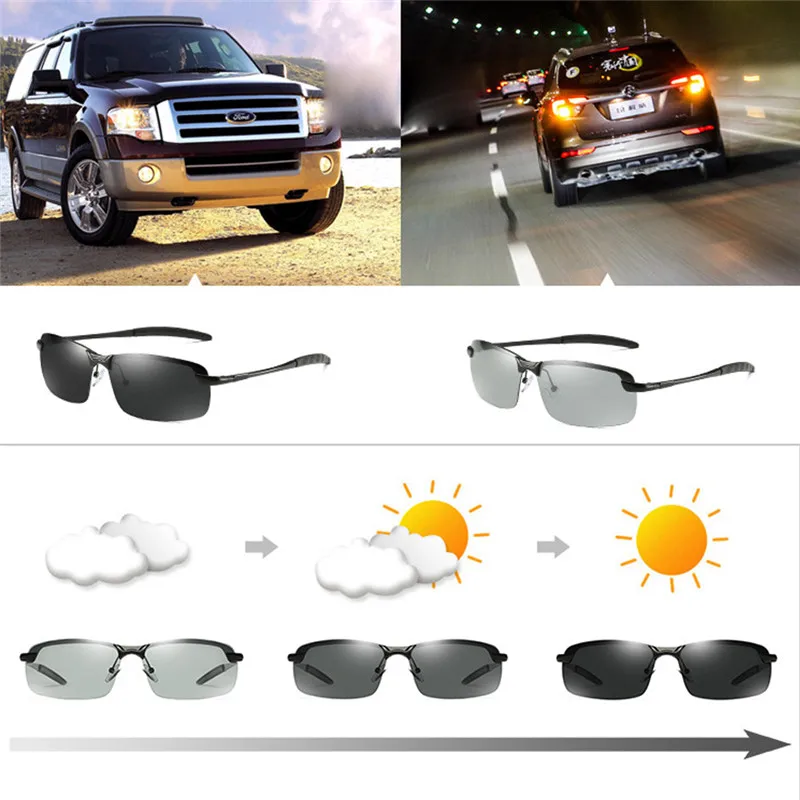 

Photochromic Men Polarized Driving Chameleon Glasses Male Change Color Cycling Sports Glasses Day Night Vision Driving Eyewear
