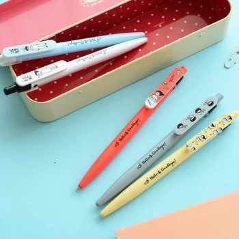 

10PCS Cartoon Pressing Ballpoint Pen Student Creativity Ball Point Pen 0.5mm