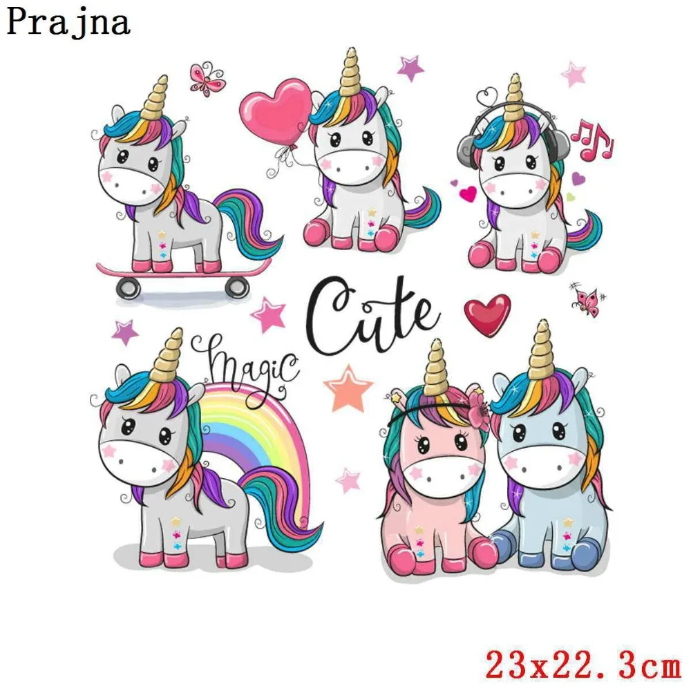 Prajna Unicorn Cinta Besi Pada Patch Kartun Perpindahan Panas Vinyl