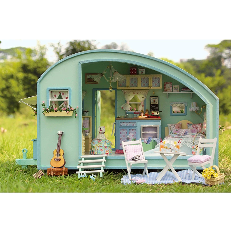 Cute Room DIY Dollhouse Miniature Doll House With Furnitures Wooden Handmade Toys TIME TRAVEL Gift For Chrildren A016 #E