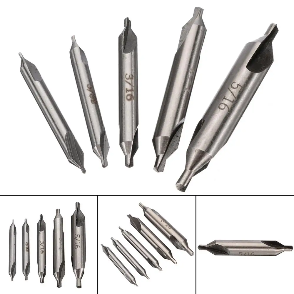 5pcs 60° HSS Center Spotting Drill Bits Combined Countersink Bits Set DIY Tool
