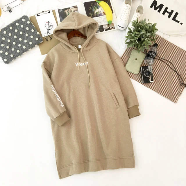 

Free Shipping East Gate in the Korean version of the first embroidery letters long and plush padded loose sweatshirt