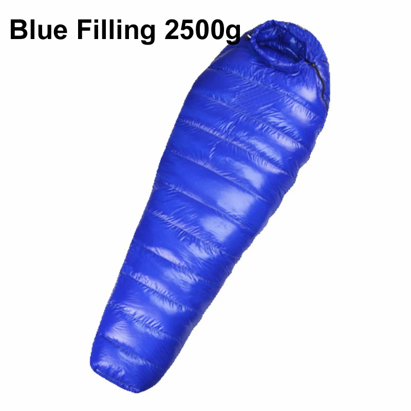Зимний спальный мешок на гусином пуху для взрослых, для кемпинга, походов, альпинизма, спальные мешки для мам, для холодной погоды, спальные мешки - Цвет: Blue 2500g