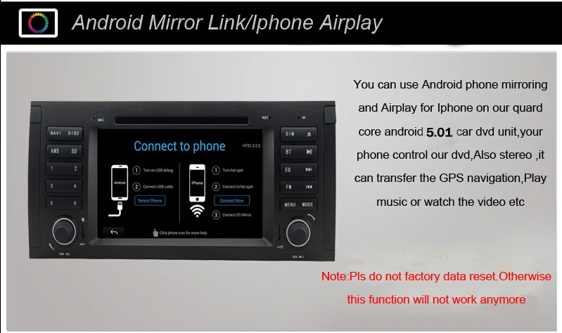 Top In Stock Quad Core 1024x600 HD Capacitive Touch Screen Car DVD for BMW E39 Android 7.1 E53  Wifi 3G Bluetooth Radio Canbus 3