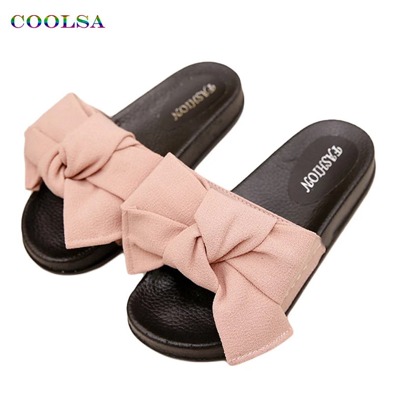 Женские шлепанцы COOLSA с бантом сланцы из конопляной ткани узлом бабочкой