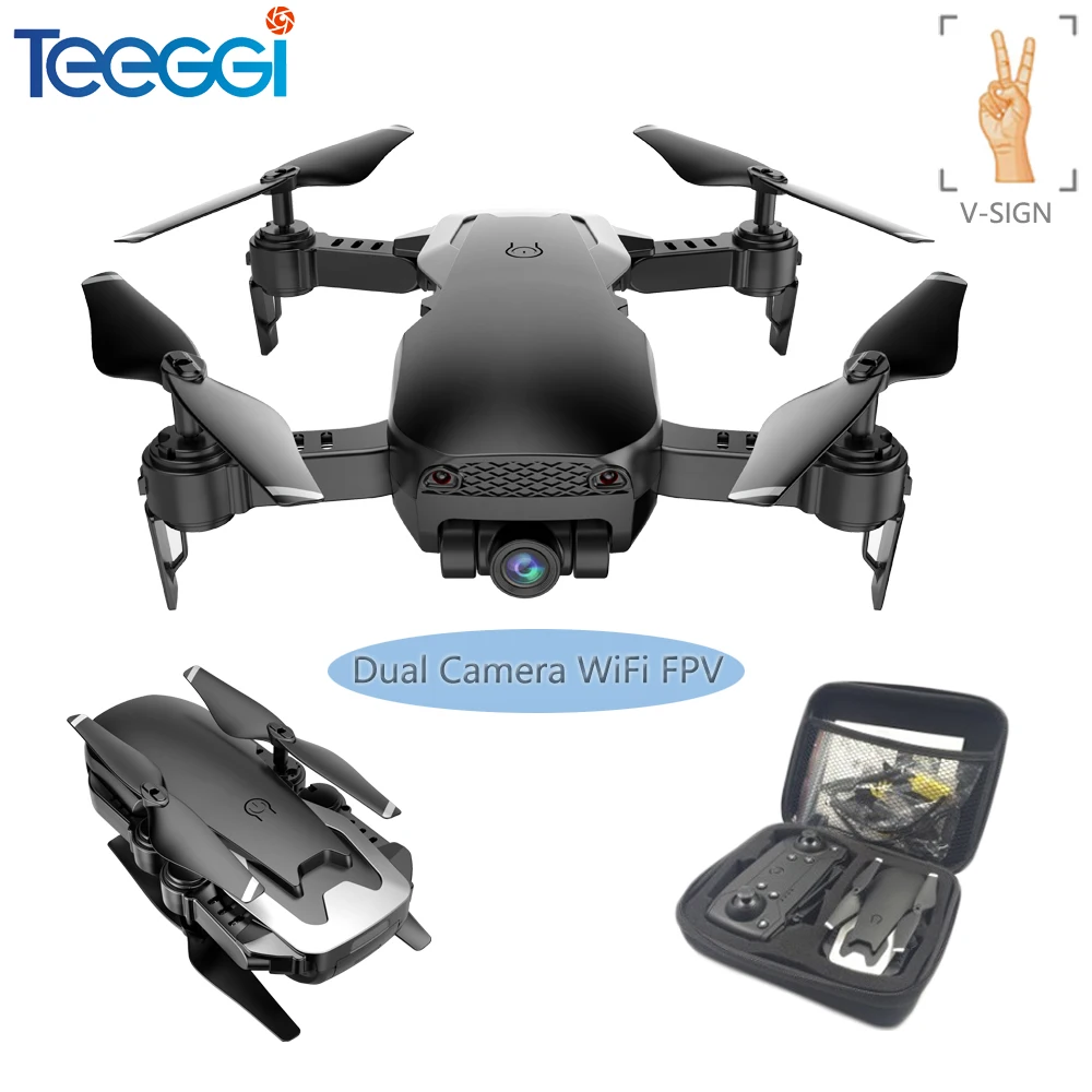 Складной Радиоуправляемый Дрон Teeggi M69G FPV с 1080P HD камерой Wi Fi оптическим потоком