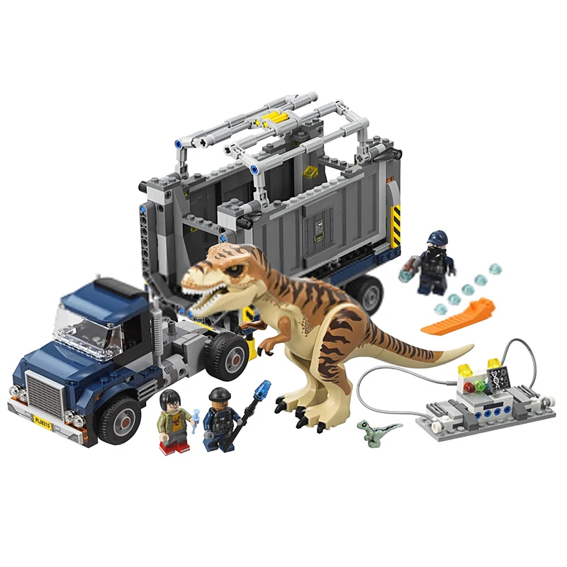 

631Pcs Dinosaur Figure T. rex Transport Set Model Building Kits Blocks Bricks Toys For Children Gift Compatible Legoings 75933