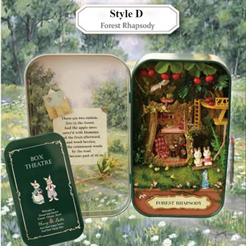 

Christmas Gift Box Theatre Forest Doll House Dollhouse Miniature Box 3D Wooden DIY Handmade Box Mini Craft Decoration