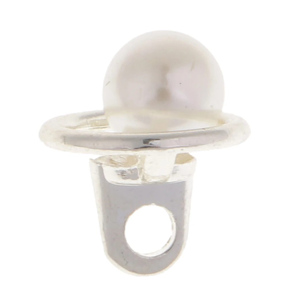 10Pcs Round Silver Buttons DIY White Pearl Accessories Festival Decor Diameter Supplies For Clothes Scarf Sweater Hat Decoration