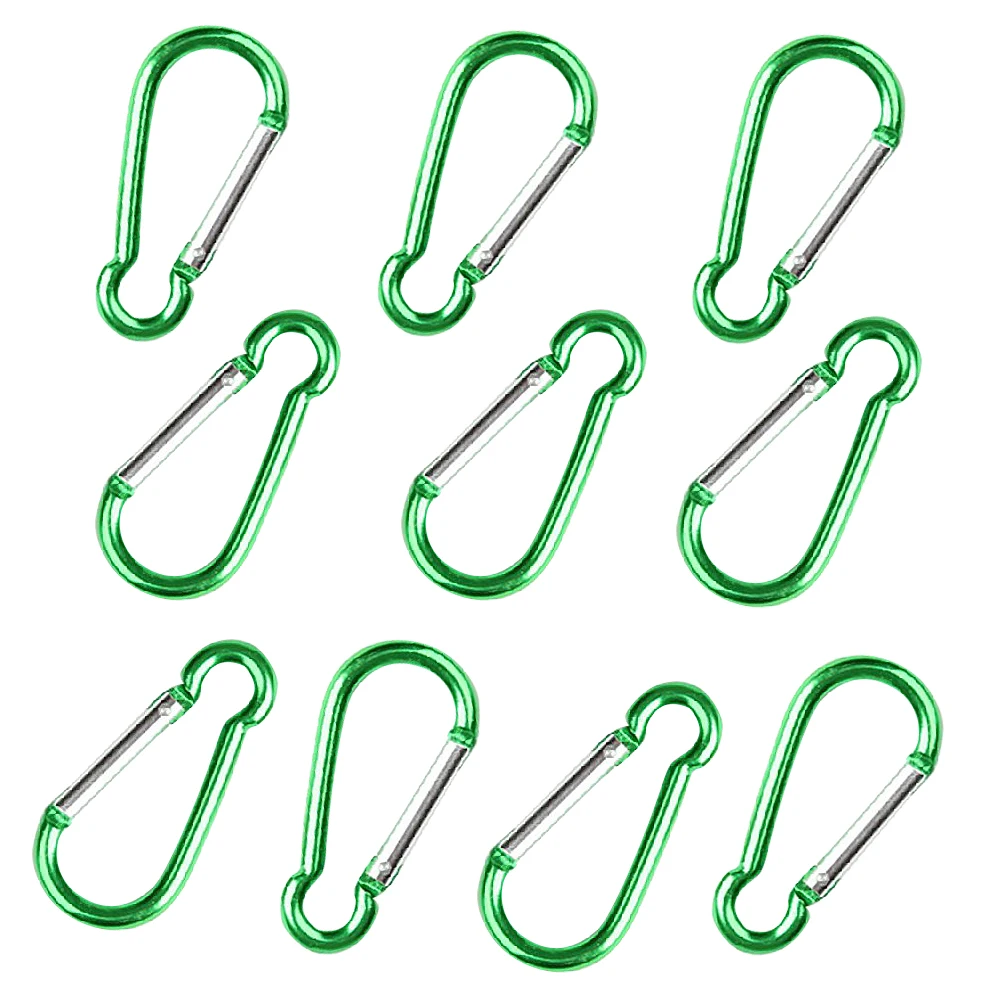 10 Green S Carabiner Camp Spring Snap Clip Hook Keychain Keyring