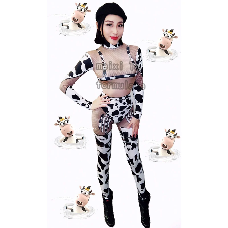 

Unique individual character black and white spots conjoined bar nightclub concert singer dancers perform costumes