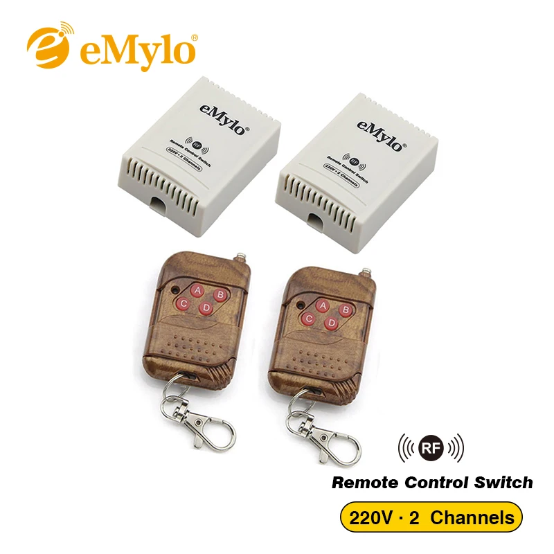 eMylo Light Switch RF AC 220V 1000W 2X 2 Channels Relays 433Mhz Smart