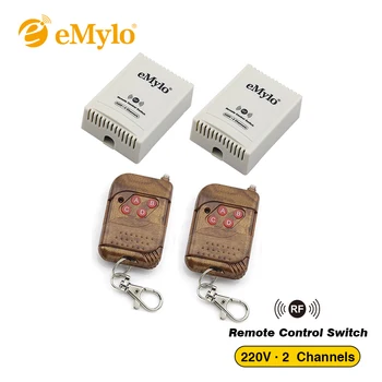 

eMylo Light Switch RF AC 220V 1000W 2X 2 Channels Relays 433Mhz Smart Switch Wireless Remote Control Switch Momentary Toggle