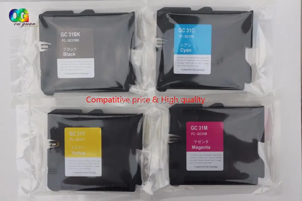 

4pcs RICOH Sublimation Ink GC31 GC-31 Ink Cartridge compatible FOR Ricoh Gx e3300 GXe5050N,GXe5500,GXe5550N,GXe7700 printer ink