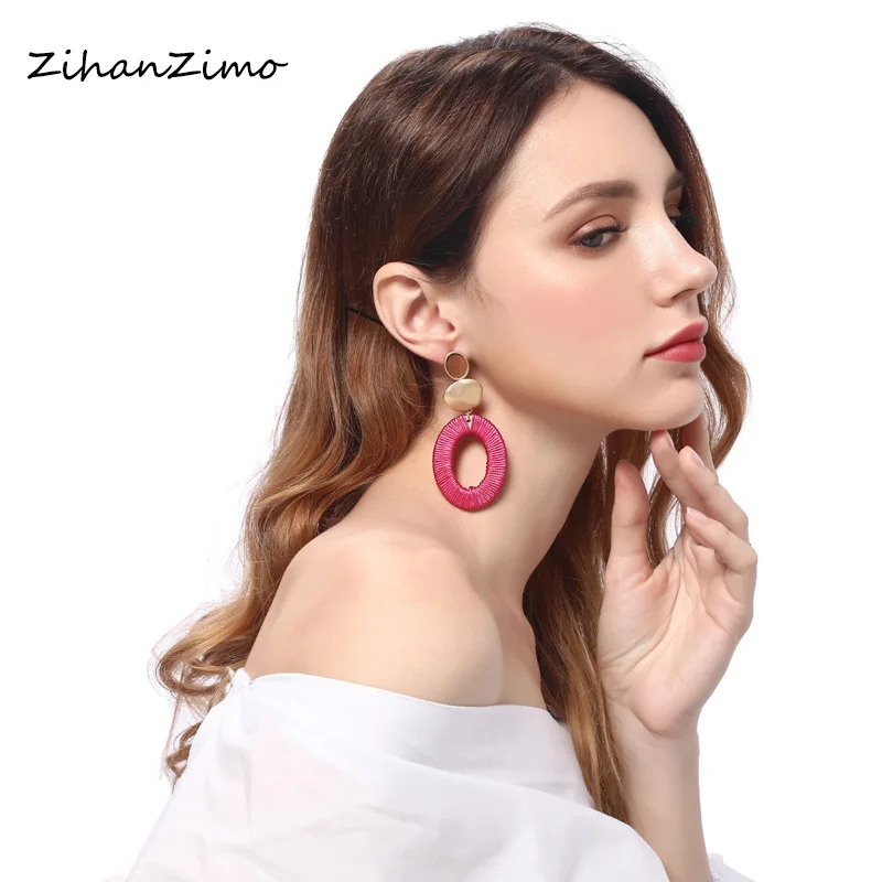 

Bohemian Vintage Exaggerated Earrings Women's Hand-knit Ethnic Earrings Hanging Dangle Earrings Drop Earing modern Jewelry