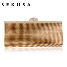 SEKUSA, стразы, женские вечерние сумки, клатч, сумочка, сумки для свадьбы, для невесты, Роскошная вечерняя сумочка, металлическая, рождественский подарок
