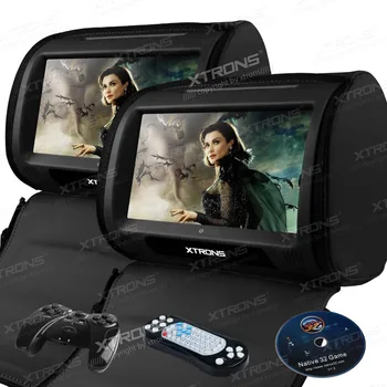

Black 2X 9" HD Stylish Headrest Touch Screen Car DVD Player Car Seat Pillow Monitor DVD USD SD FM IR Zipper Car stereo audio