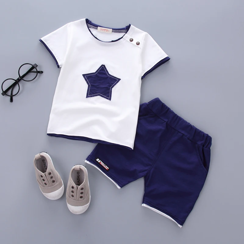Boys clothing set 2017 Summer new fashion 100 cotton with five star