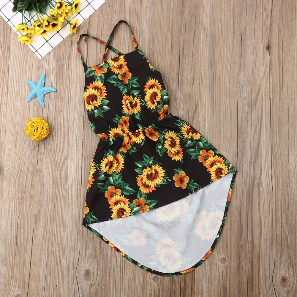 Kids Baby Girl Summer Dress Backless Sunflower Print Party Pageant Sundress 1-6Y | Детская одежда и обувь
