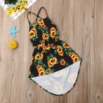 

Kids Baby Girl Summer Dress Backless Sunflower Print Party Pageant Dress Sundress 1-6Y