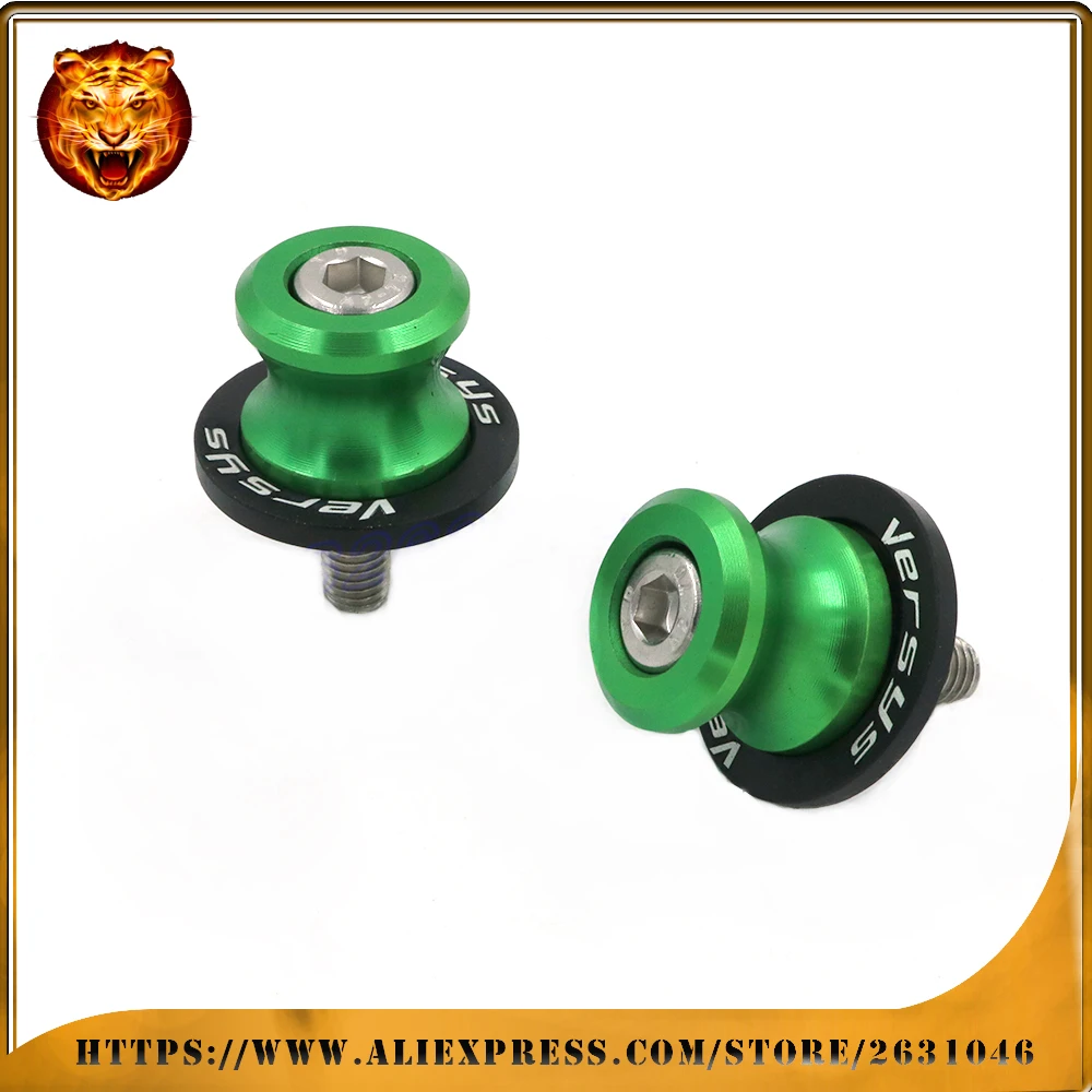 

Motorcycle Aluminum Swingarm Spools Slider Stand Screw M10 ( 0.393 inch) For KAWASAKI KLE 650 VERSYS 2007-2016 LOGO GREEN