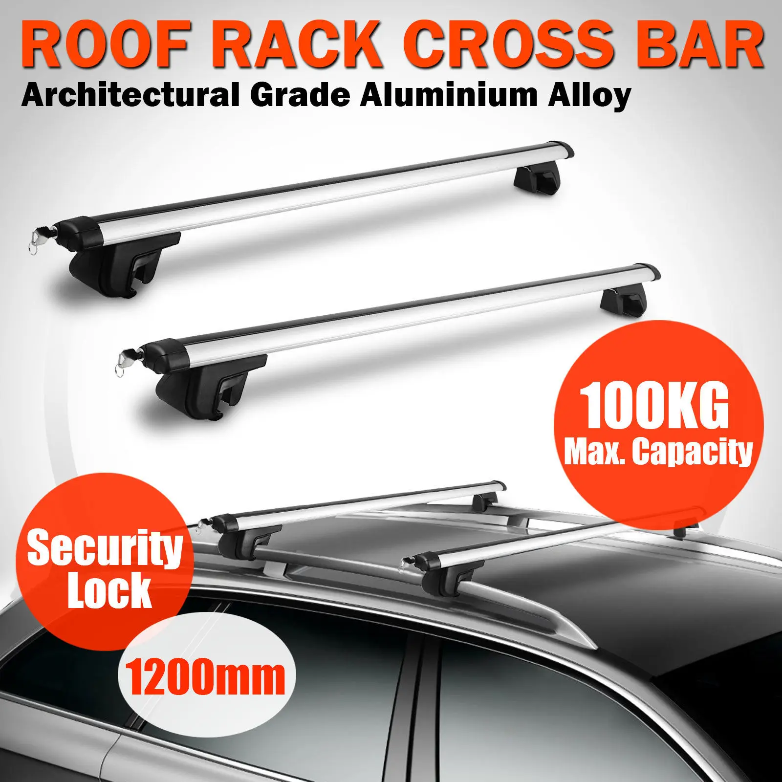 

Universal 120cm Car Roof Rack Cross Bar Lock Anti-theft Rail Lockable Adjustable Aluminum Cargo Luggage Carrier Max Load 220Lb