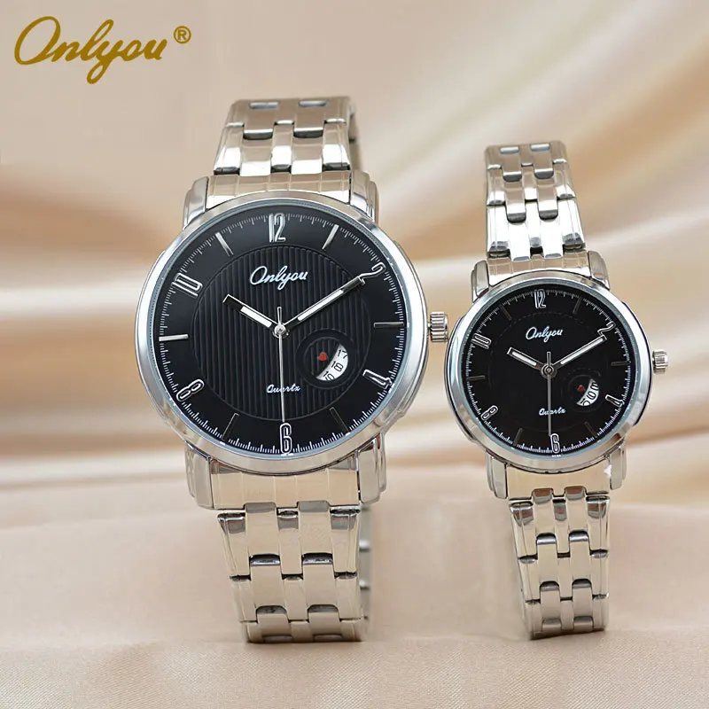 Onlyou Brand Luxury Watches Womens Men Quartz Watch Stainless Steel Watchband Wristwatches Fashion Ladies Dress Watch Clock 8861
