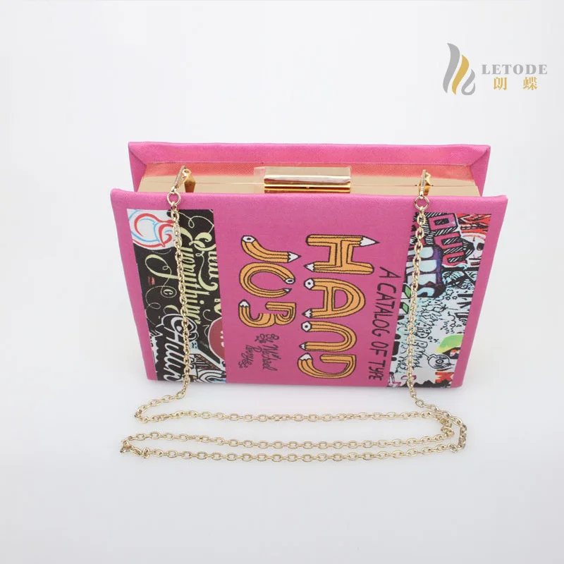 Book shaped women&#39;s clutch bags leather European and American Style chain messenger bags ...