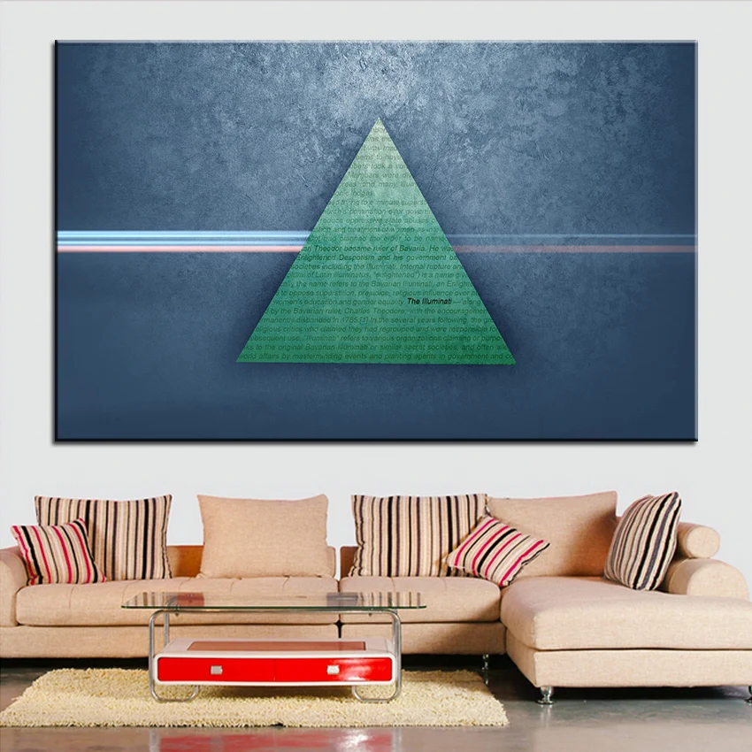 Large size green Printing Oil Painting illuminati Wall painting Decor