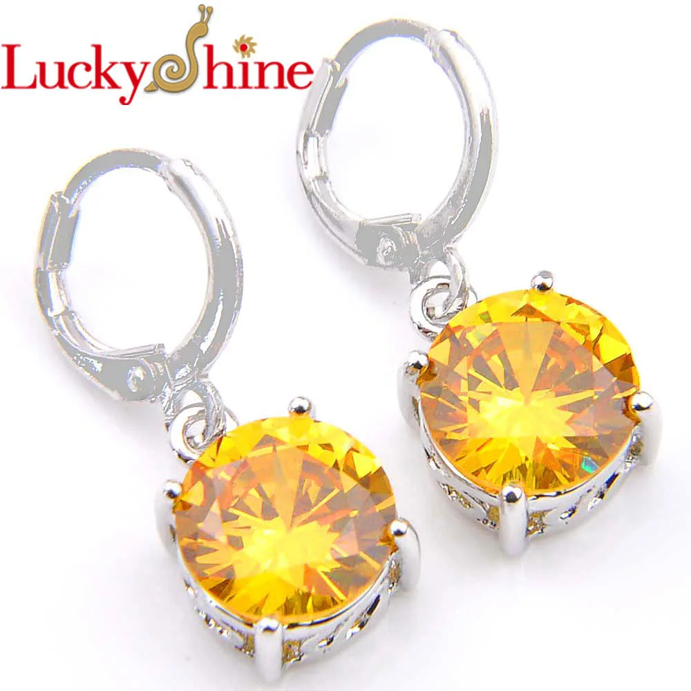 

Promotion Jewelry Round Yellow Crystal Zirconia Wedding Dangle Earrings Russia USA Australia Earrings Free Shipping