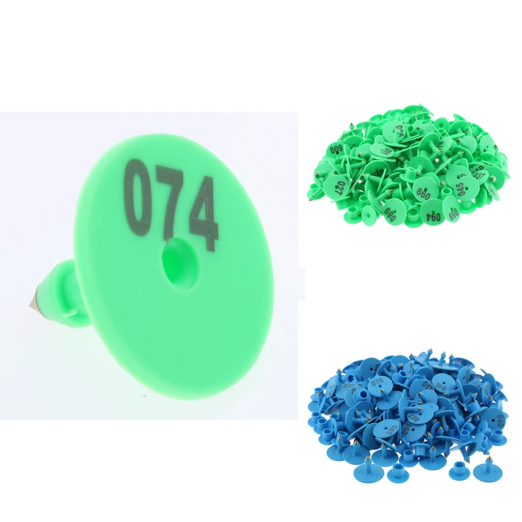 200PCS Numbered Livestock Ear Tag For Pig Cow Cattle Goat Sheep Blue & Green