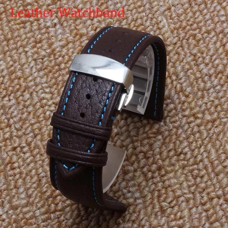 

New arrival Watch Strap Bracelets Fashion Sport Watch Men Brown Band Watchbands Steel Clasp Blue line 20|22mm Butterfly buckle