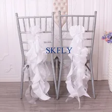 SH097K очень дешевая Свадебные украшения белая органза и тафта курчавая ива frilly стул створки