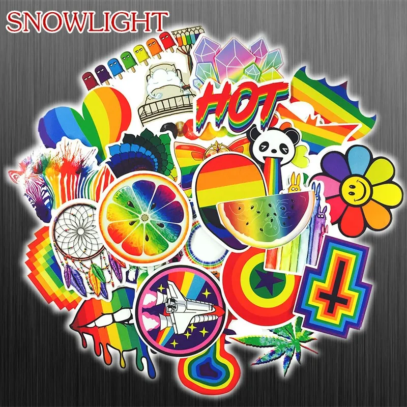 30Pcs/lot Funny Colorful Cartoon Rainbow Sticker for Laptop Luggage Handbag Toy Doodle Cool DIY Stickers PVC Creative Decals