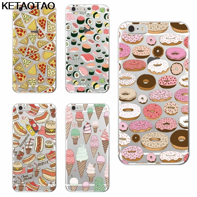 KETAOTAO пицца пончики суши хот дог мороженое чехлы для телефонов iPhone 5C 5S 6S 7 8 Plus X
