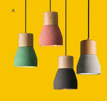 

Nordic American Loft Vintage Industrial Concrete Droplight Edison Wood Ceiling Lamp E14 Cafe Bar Haning Light Coffee Shop Club