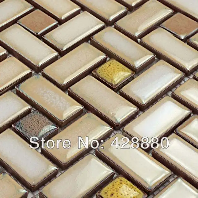Porcelain Floor Tiles Khaki Ceramic Wall Tile Subway Design Interlocking Mosaic Bath Stickers Hs3001