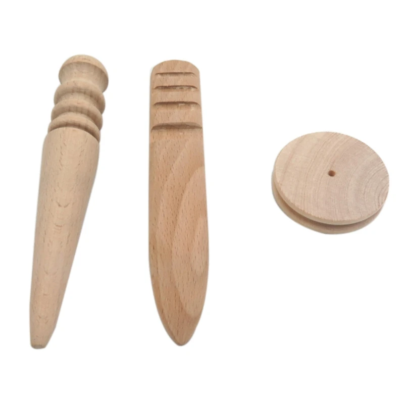 

3pcs Handmade Multi-Size Burnishing Rod Leather Craft Edges Slicker Round Wood DIY Leathercraft Tool Polishing Rod